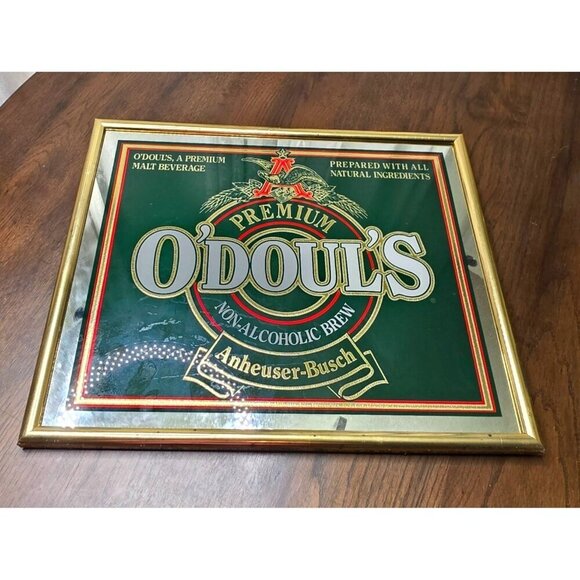 ODouls Premium Non-Alcoholic Brew Bar Mirror Sign With Gold Frame - Picture 1 of 14